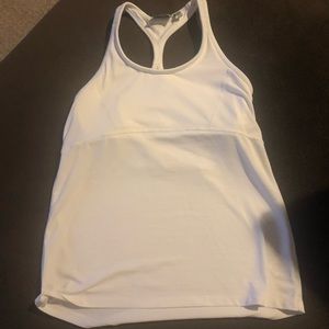 White athleta racer back tank w/built in bra